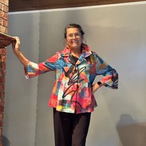 INC International Concepts Multicolor Abstract Blouse